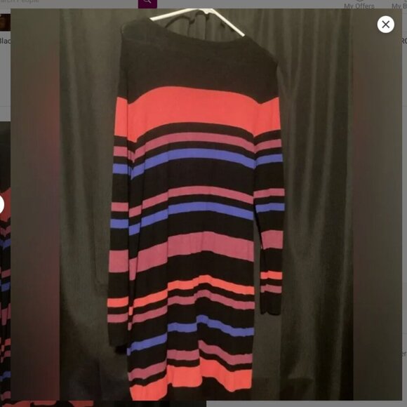 GUC Merona Sweater Dress Long Sleeve Black w/Colorful Stripes Women's XL - Picture 5 of 5